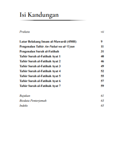 AN-NUKAT WA AL-'UYUN TAFSIR SURAH AL-FATIHAH OLEH IMAM AL-MAWARDI