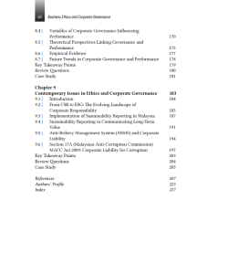 BUSINESS ETHICS AND CORPORATE GOVERNANCE BUSINESS ETHICS AND CORPORATE GOVERNANCE