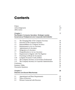 COMPANY SECRETARIAL PRACTICE: GOVERNANCE, COMPLIANCE AND STRATEGIC CORPORATE ADMINISTRATION COMPANY SECRETARIAL PRACTICE: GOVERNANCE, COMPLIANCE AND STRATEGIC CORPORATE ADMINISTRATION