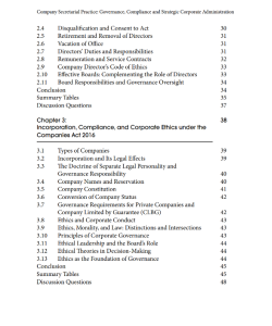 COMPANY SECRETARIAL PRACTICE: GOVERNANCE, COMPLIANCE AND STRATEGIC CORPORATE ADMINISTRATION COMPANY SECRETARIAL PRACTICE: GOVERNANCE, COMPLIANCE AND STRATEGIC CORPORATE ADMINISTRATION